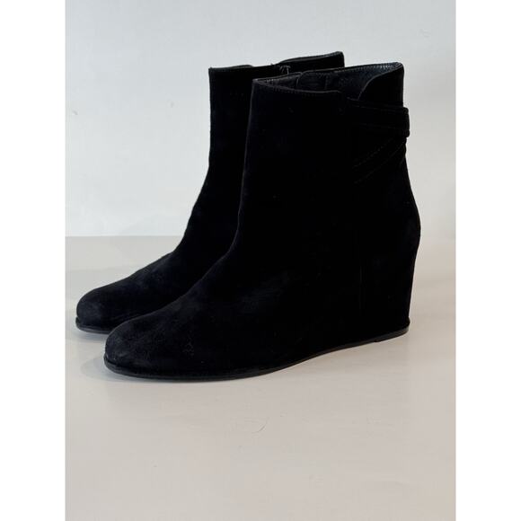 Stuart Weitzman Black Suede Wedge Ankle Boots Size 10 N - Picture 12 of 13